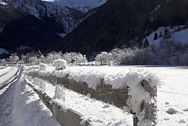 篱笆,冬季全景,霜