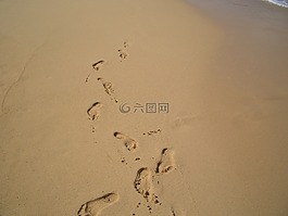 足跡,沙,海灘