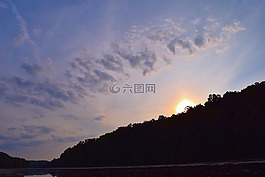 日落,山,太陽(yáng)