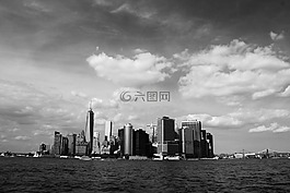 曼哈頓,天際線,云