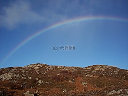彩虹,丘陵,天空