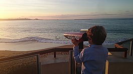 觀點,海,日落