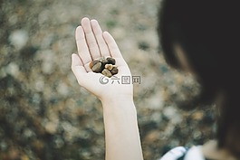 手,黑白,巖