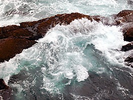 海洋,石,波