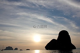 日落,泰國(guó),巖