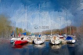 画,船,玛丽娜