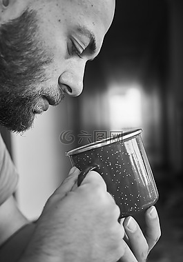 男性,杯,胡子