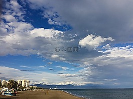 海,地平線,云