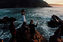 山,谷,日落