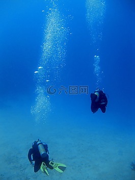 水下,潛水員,氣泡