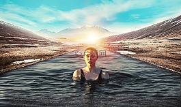 游泳,池,游泳者