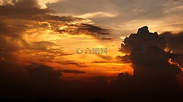 云,日落,下午