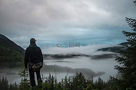 山,高原,云
