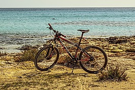 自行車,運動,海灘