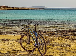 自行車,運動,海灘