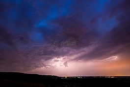 雷暴,夜,景观