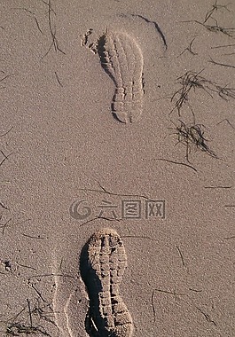 腳印,沙,北海