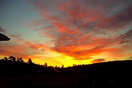 日落,天空,紅色