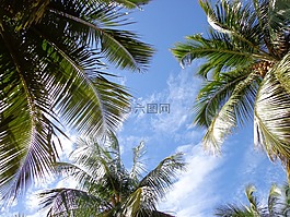 天空,海灘,藍(lán)色的天空