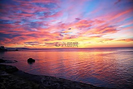 日出,早上,海