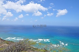 海洋,藍色的天空,海