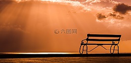 長(zhǎng)凳,日落,黃昏