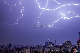雷聲,閃電,市容