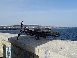 海,自行車,天空