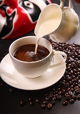 咖啡,牛奶咖啡,咖啡豆