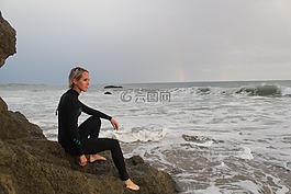波,海洋,海