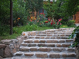 花園,臺階,背景