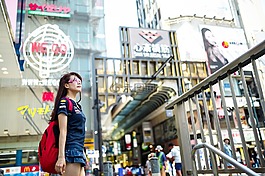旅行,亞洲婦女,日本大街