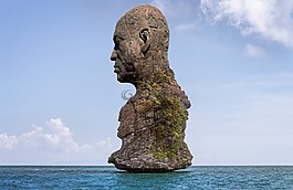 海,水域,雕像