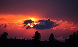 日落,太陽,abendstimmung