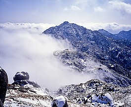 山,雪,云