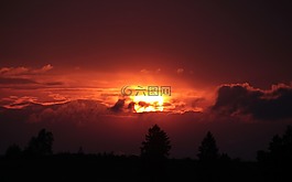 日落,太陽,abendstimmung