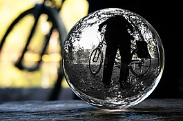自行車運動員,玻璃球,全景相片