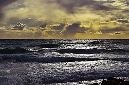 日落,天空,海