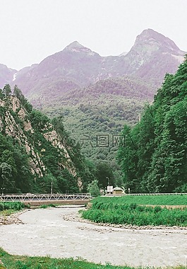 山,高原,橋