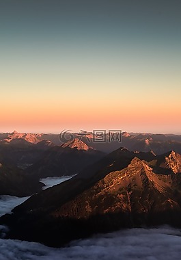 天空,山,谷