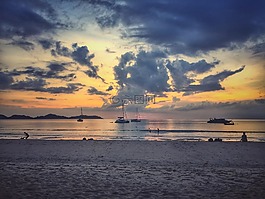 日落,畫,天空