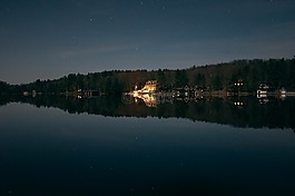 湖,岸,建筑物