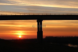 橋,太陽,紅色