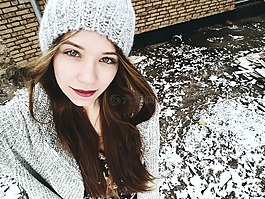 女孩,雪,灰色