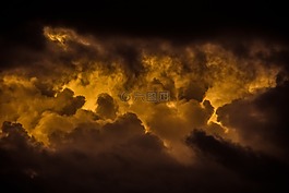 天空,日落,云
