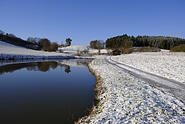 冬天,雪,湖