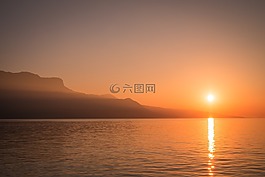 日落,日出,橙色