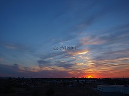 日落,天空,云