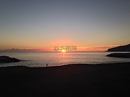 日落,海灘,葡萄牙