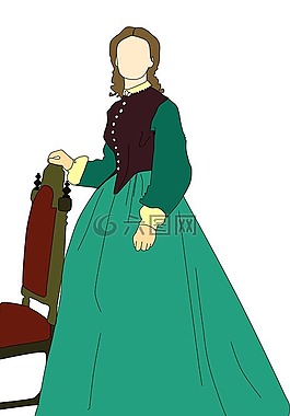 維多利亞時(shí)代的女人,服裝,綠色